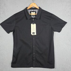 Scott James Shirt Mens Size XL‎ Black Slim Fit Knit Cotton Short Sleeve Goth NWT